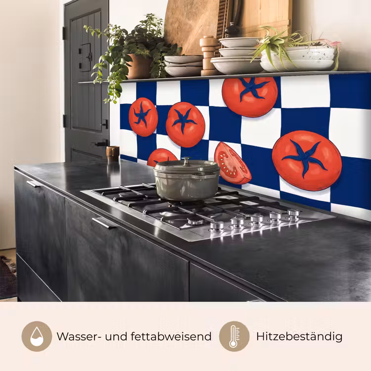 Eten - Tomaten - Keuken - Illustratie - Rood-Blauw keuken achterwand 2 middel -usp_DE