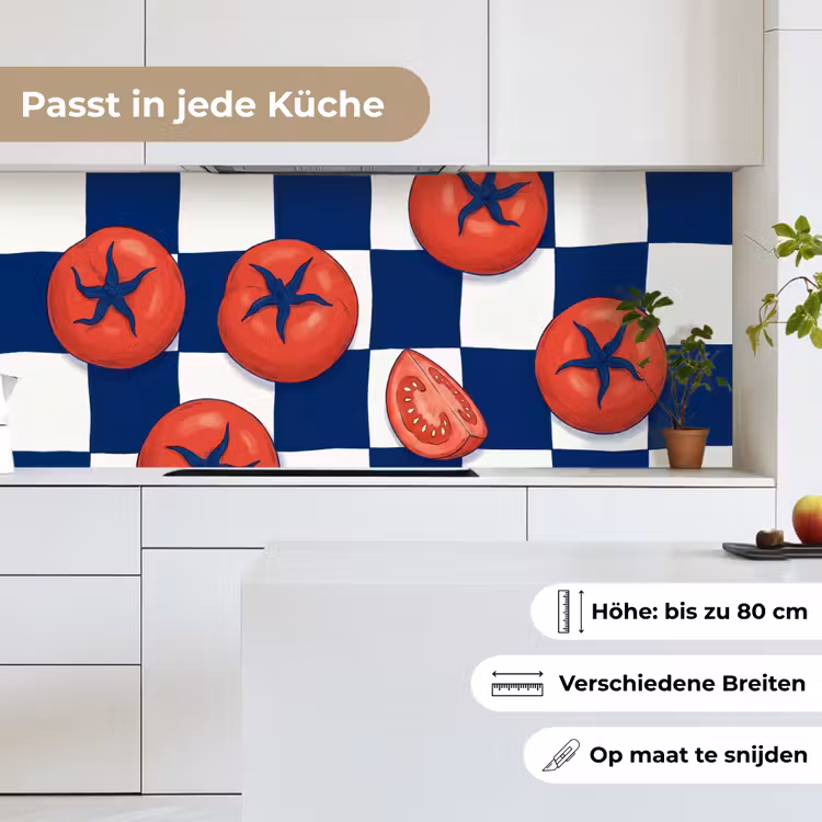 Eten - Tomaten - Keuken - Illustratie - Rood-Blauw keuken achterwand 2 middel -sfeer4_DE