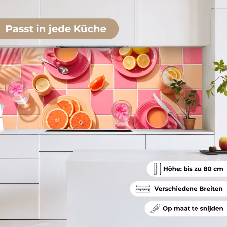 Eten - Citrusvruchten - Stillevens - Roze - Oranje keuken achterwand 2 middel -sfeer4_DE