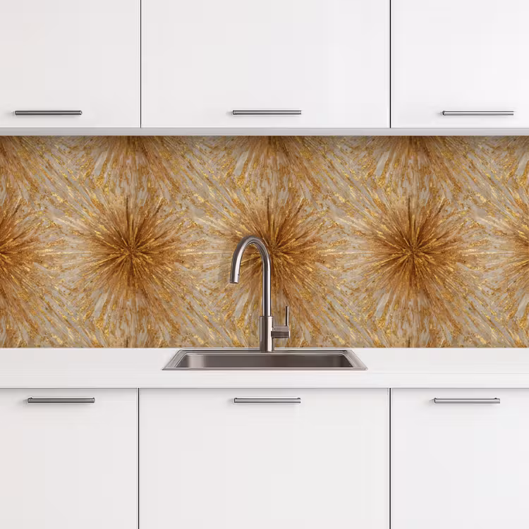 Explosie - Abstract - Goud - Wit keuken achterwand 2 middel 871 -3d