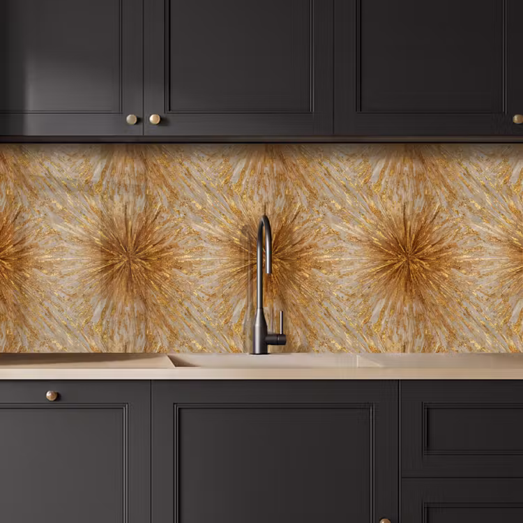 Explosie - Abstract - Goud - Wit keuken achterwand 2 middel 871 -sfeer1