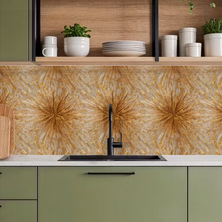 Explosie - Abstract - Goud - Wit keuken achterwand 2 middel 871 -sfeer3