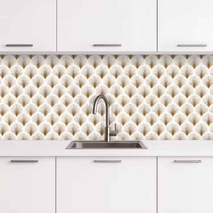 Waaiers - Art Deco - Elegant - Goud - Wit keuken achterwand 2 middel 871 -3d