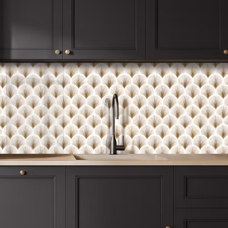 Waaiers - Art Deco - Elegant - Goud - Wit keuken achterwand 2 middel 871 -sfeer1