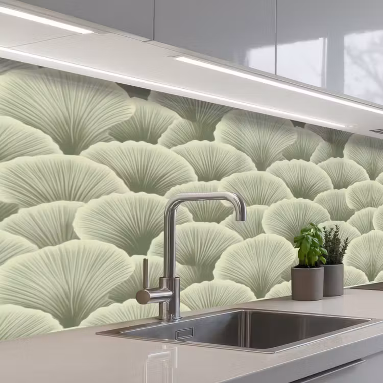 Waaier - Blad - Groen keuken achterwand 2 middel 871 -3d_schuin