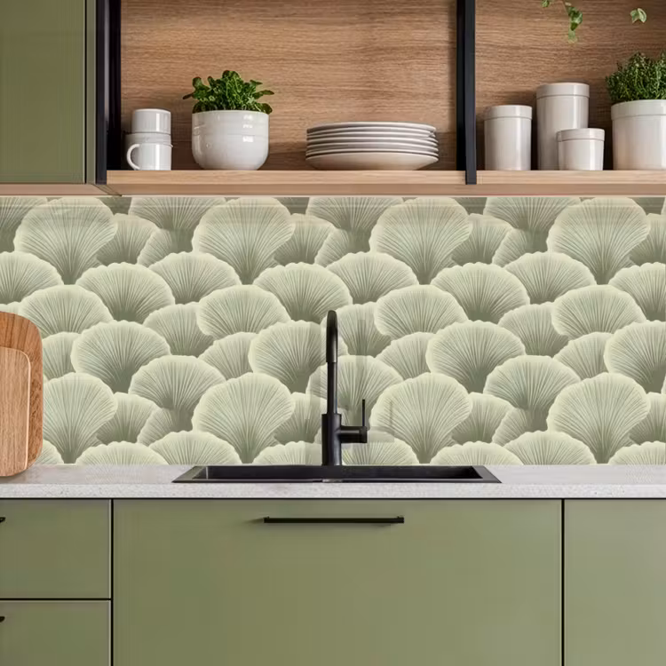 Waaier - Blad - Groen keuken achterwand 2 middel 871 -sfeer3