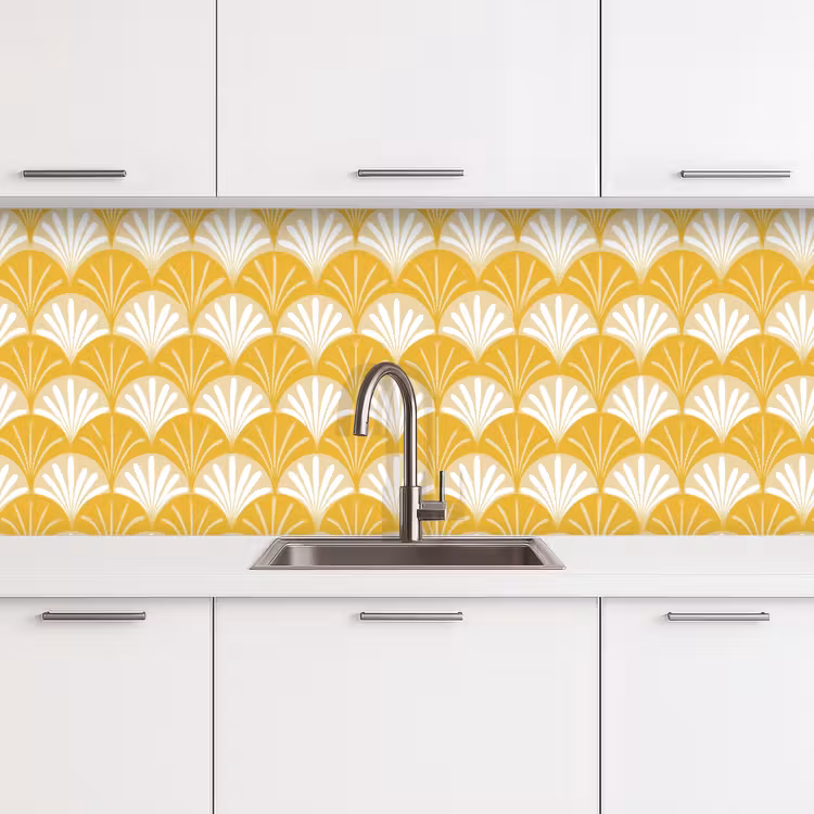 Waaier - Geel - Art keuken achterwand 2 middel 871 -3d