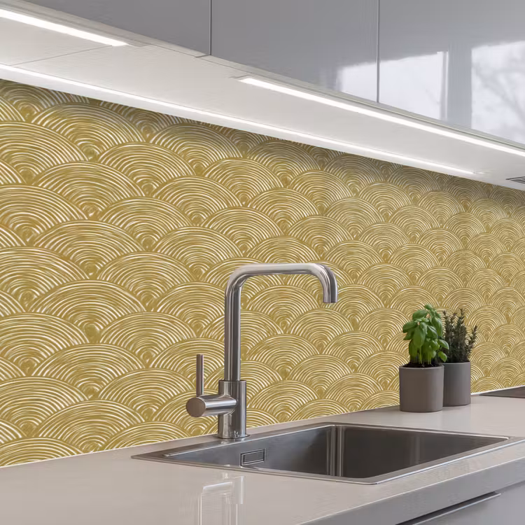 Waaier - Geometrisch - Groen keuken achterwand 2 middel 871 -3d_schuin
