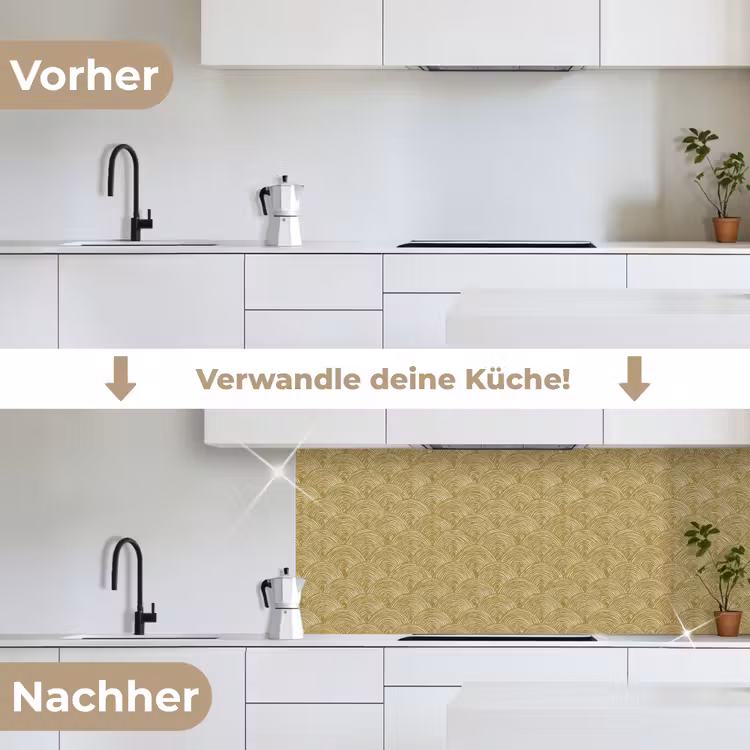 Waaier - Geometrisch - Groen keuken achterwand 2 middel 871 -voor-na_DE