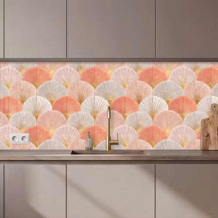 Waaiers - Goud - Roze keuken achterwand 2 middel 871 zz_3dshopping