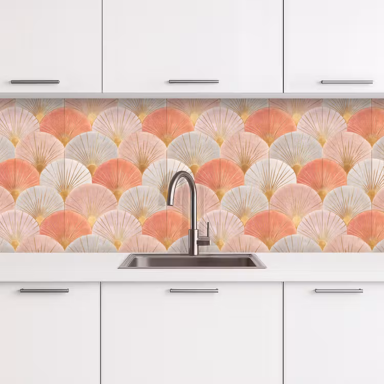 Waaiers - Goud - Roze keuken achterwand 2 middel 871 -3d