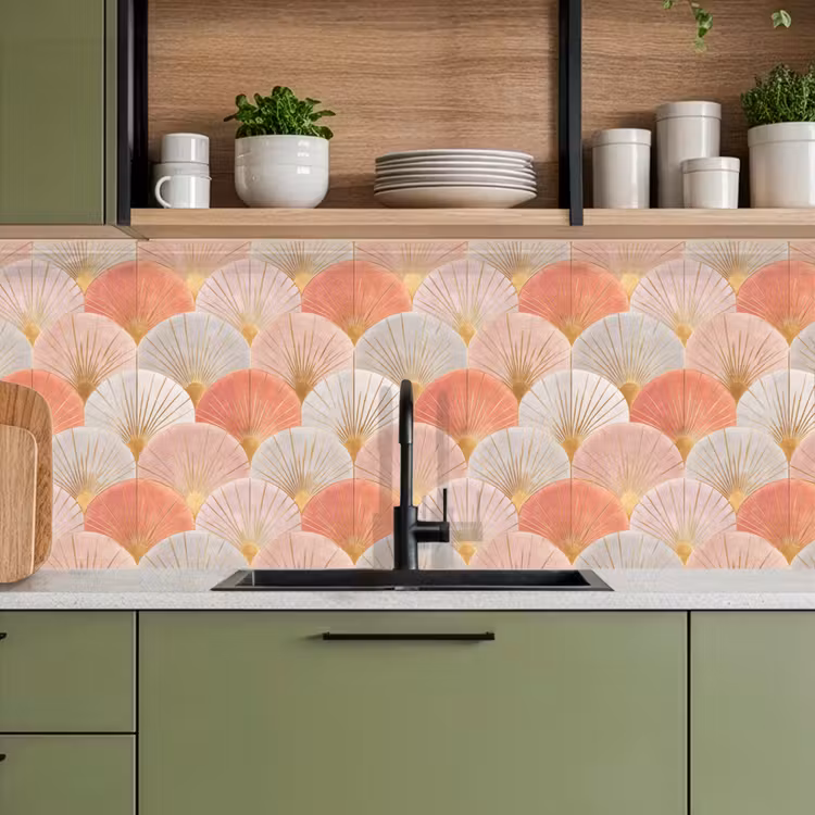 Waaiers - Goud - Roze keuken achterwand 2 middel 871 -sfeer3