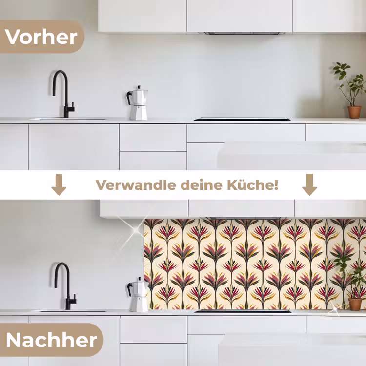 Waaier - Motief - Kleurrijk keuken achterwand 2 middel 871 -voor-na_DE
