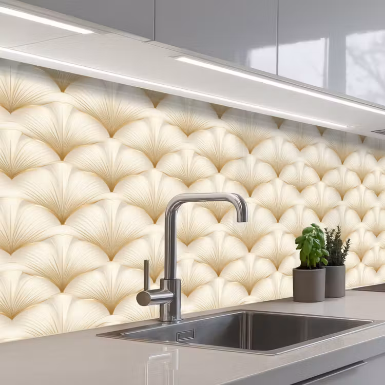 Waaier - Motief - Goud keuken achterwand 2 middel 871 -3d_schuin