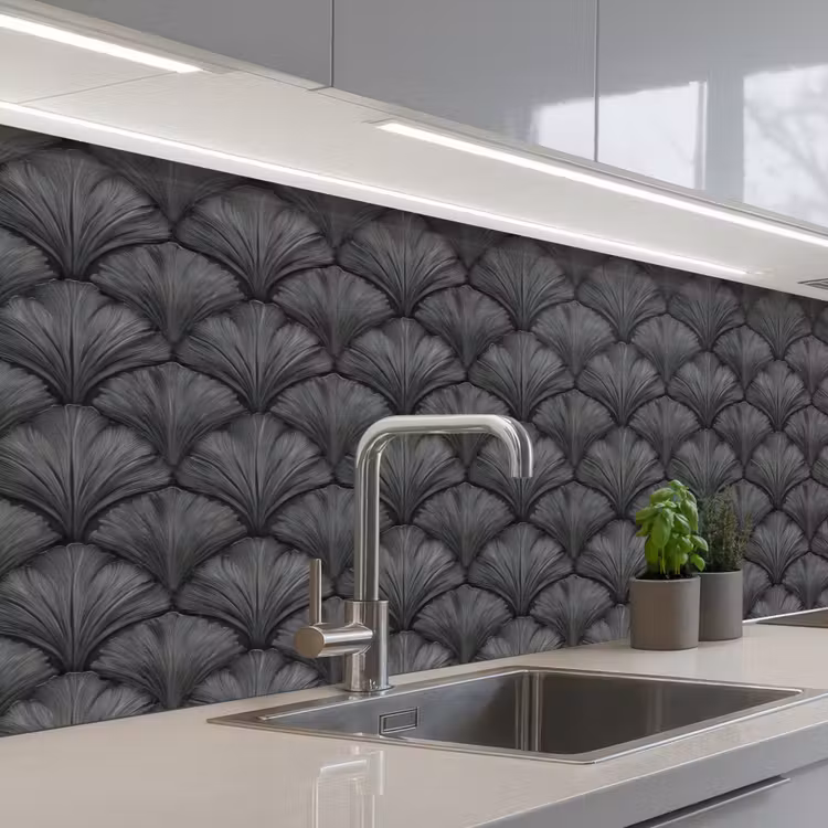 Waaier - Motief - Grijs keuken achterwand 2 middel 871 -3d_schuin