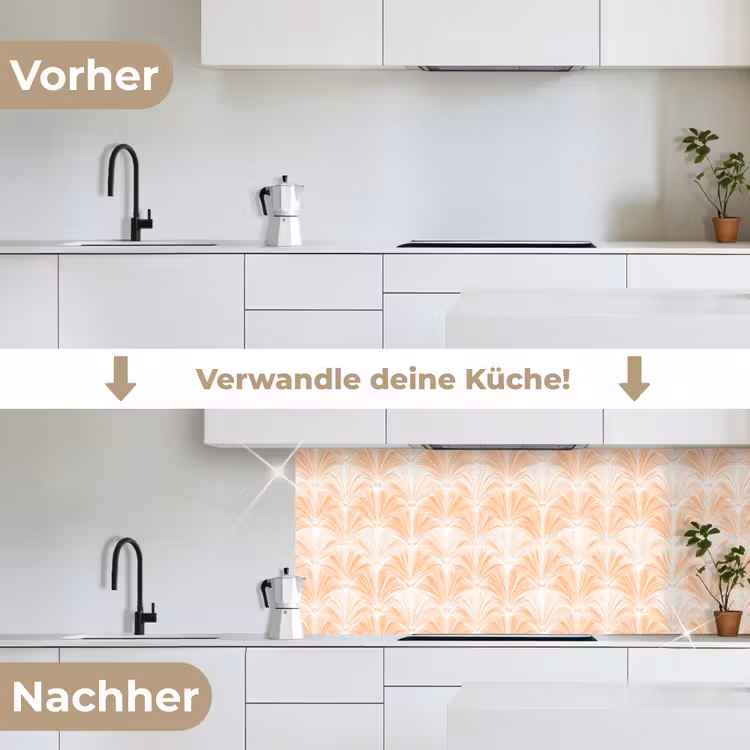 Waaier - Patroon - Perzik keuken achterwand 2 middel 871 -voor-na_DE
