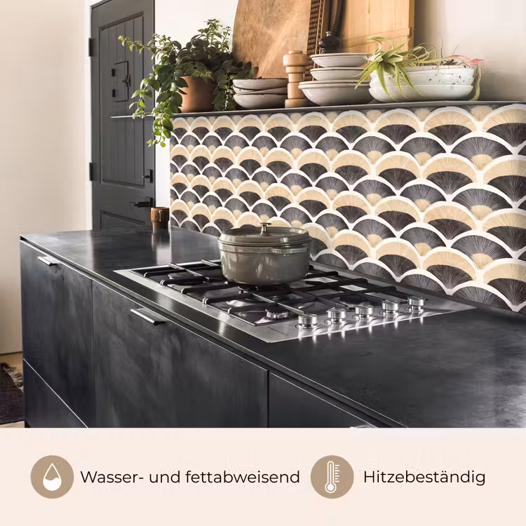 Waaier - Patroon - Zwart - Beige keuken achterwand 2 middel 871 -usp_DE