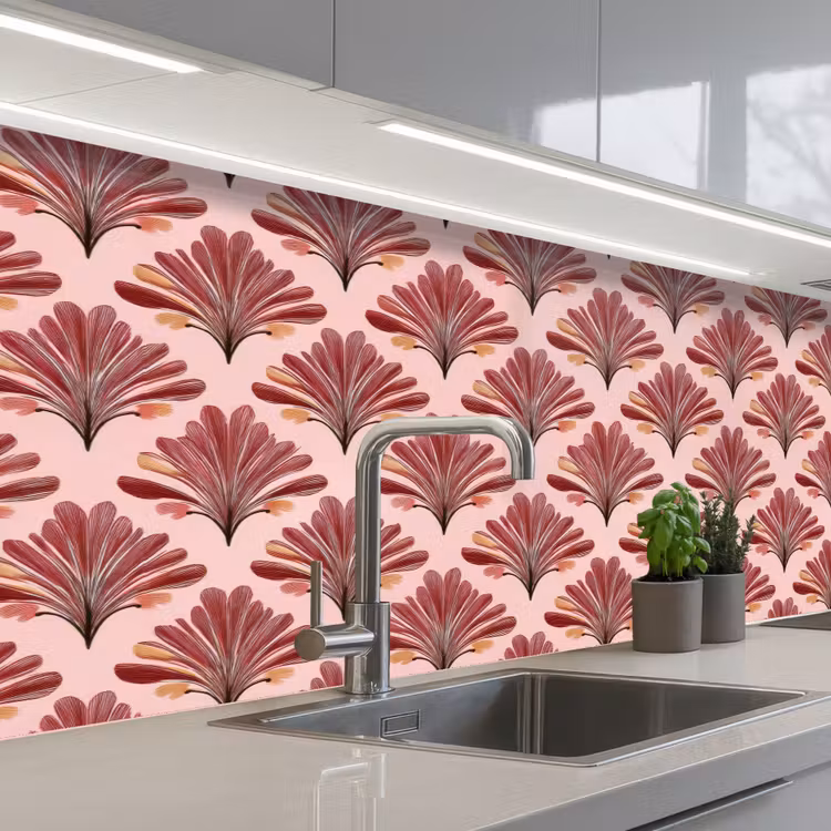 Waaier - Roze - Rood keuken achterwand 2 middel 871 -3d_schuin