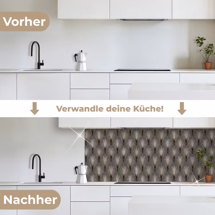 Waaierstralen - Goud - Antraciet keuken achterwand 2 middel 871 -voor-na_DE