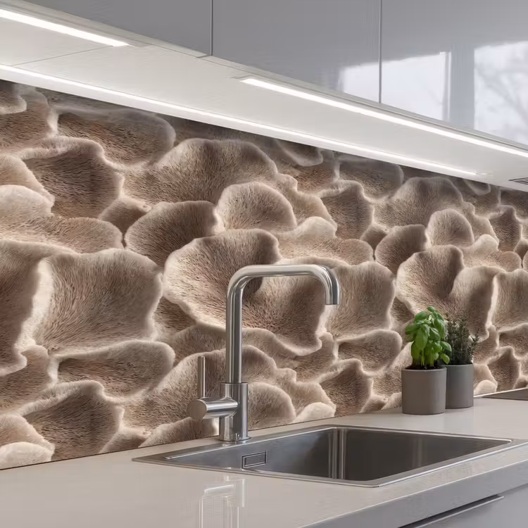 Waaiervorm - Beige - Vezel textuur keuken achterwand 2 middel 871 -3d_schuin