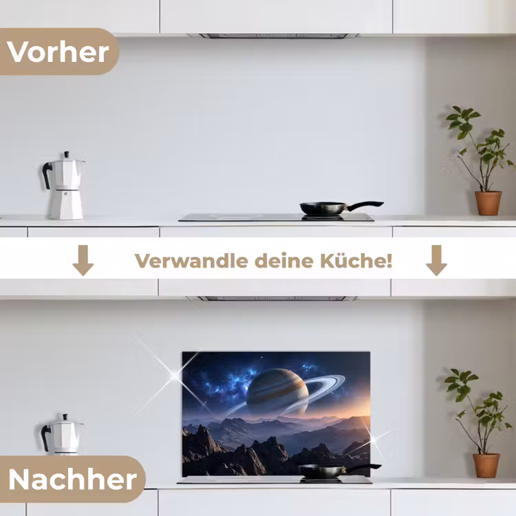 Fantasy - Kosmos - Landschap keuken achterwand spatscherm klein -voor_na_DE