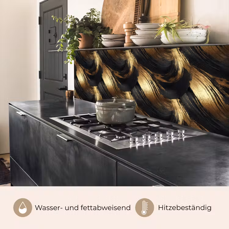Verfstreken - Abstract - Goud - Zwart keuken achterwand 2 middel 871 -usp_DE