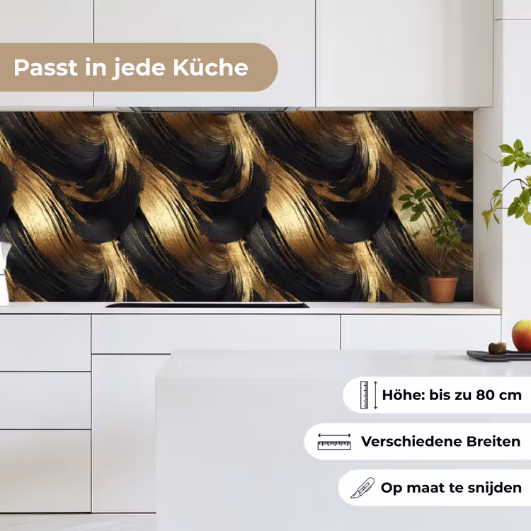 Verfstreken - Abstract - Goud - Zwart keuken achterwand 2 middel 871 -sfeer4_DE