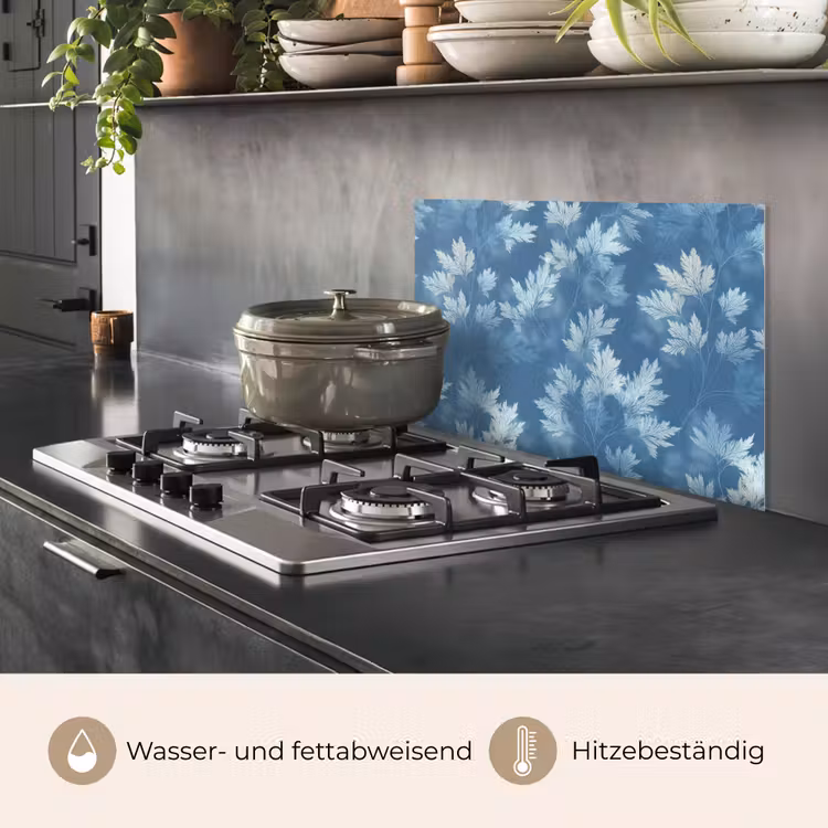 Varen - Botanisch - Patroon - Grijsblauw keuken achterwand spatscherm klein 900 -usp_DE
