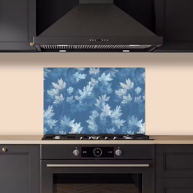 Varen - Botanisch - Patroon - Grijsblauw keuken achterwand spatscherm klein 900 -sfeer1
