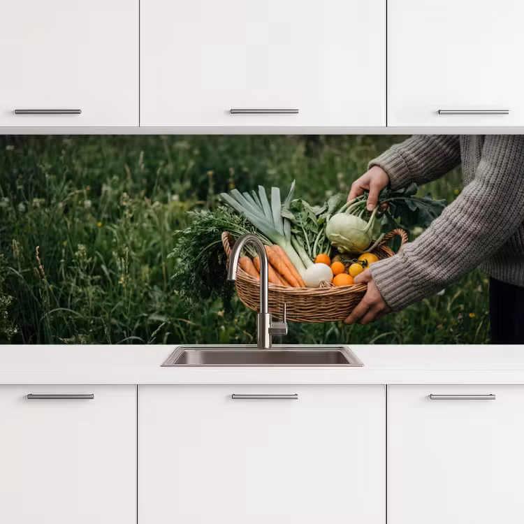 Veld - Groenten - Biologisch - Oogst keuken achterwand 2 middel -3d