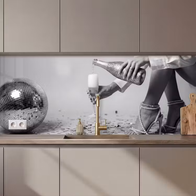 Feestelijk - Champagne - Discobal keuken achterwand 2 middel zz_3dshopping