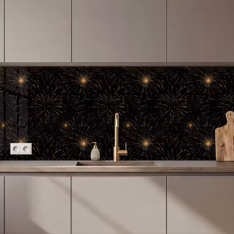 Vuurwerk - Patroon - Feestelijk - Goud - Zwart keuken achterwand 2 middel 871 zz_3dshopping