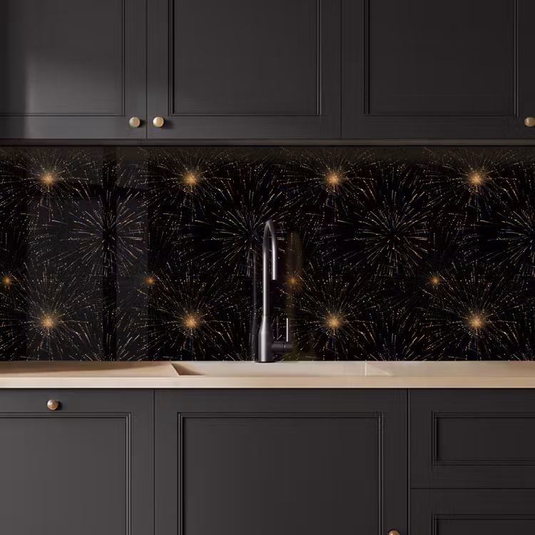 Vuurwerk - Patroon - Feestelijk - Goud - Zwart keuken achterwand 2 middel 871 -sfeer1