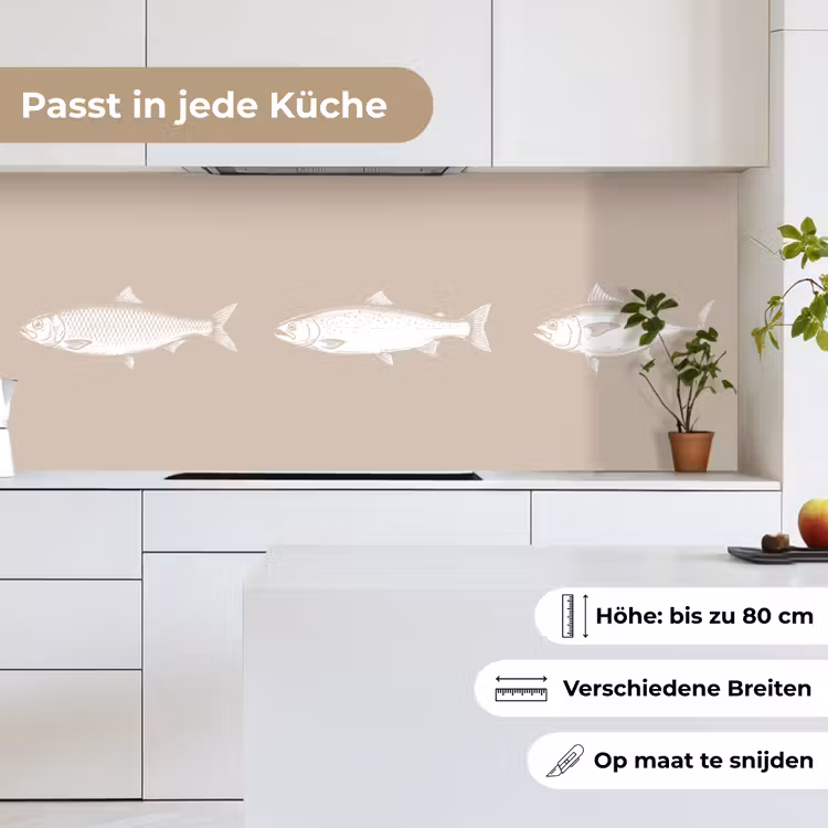 Vissen - Beige - Wit keuken achterwand 2 middel -sfeer4_DE
