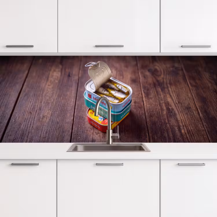 Küchenrückwand - Fisch – Dosen – Küche - Vis - Blikjes - Keuken keuken achterwand 2 middel