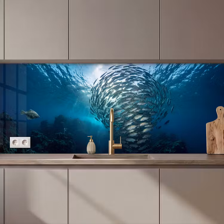 Vis - School - Oceaan - Natuur - Blauw keuken achterwand 2 middel zz_3dshopping