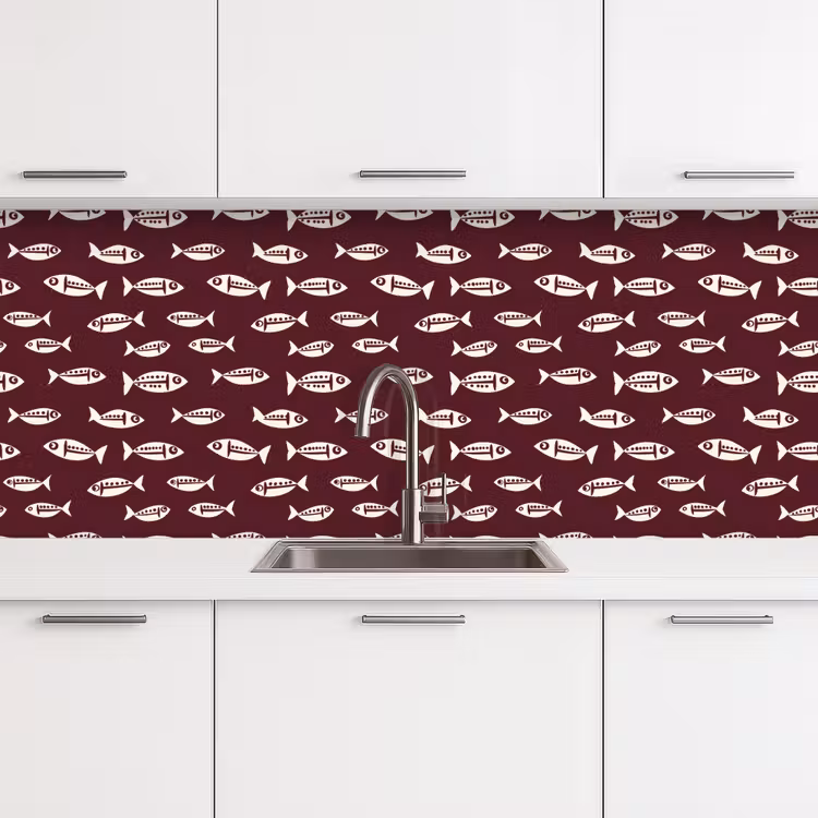 Vissen - Grafisch - Patroon - Donker keuken achterwand 2 middel 871 -3d