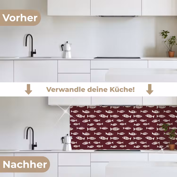 Vissen - Grafisch - Patroon - Donker keuken achterwand 2 middel 871 -voor-na_DE