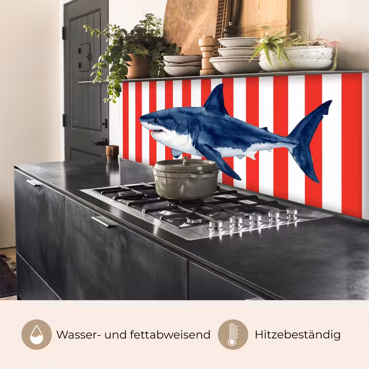 Vis - Haai - Zee - Illustratie - Blauw keuken achterwand 2 middel -usp_DE