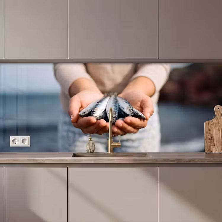 Küchenrückwand - Fisch – Hände – Natur - Vis - Handen - Natuur keuken achterwand 2 middel zz_3dshopping