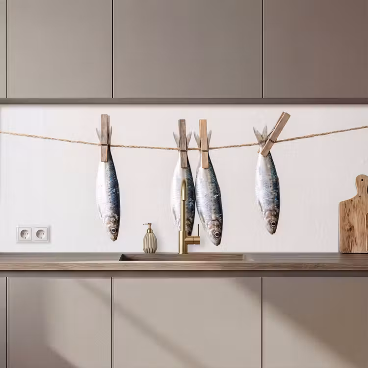 Küchenrückwand - Fisch – Hängend – Essen - Vis - Hangend - Eten keuken achterwand 2 middel zz_3dshopping