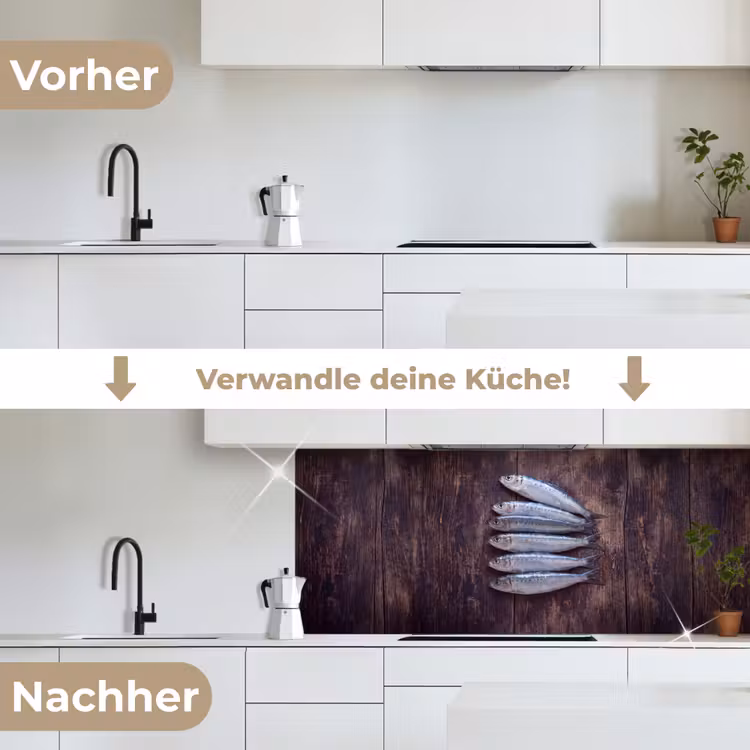 Küchenrückwand - Fisch – Holz – Essen - Vis - Hout - Eten keuken achterwand 2 middel