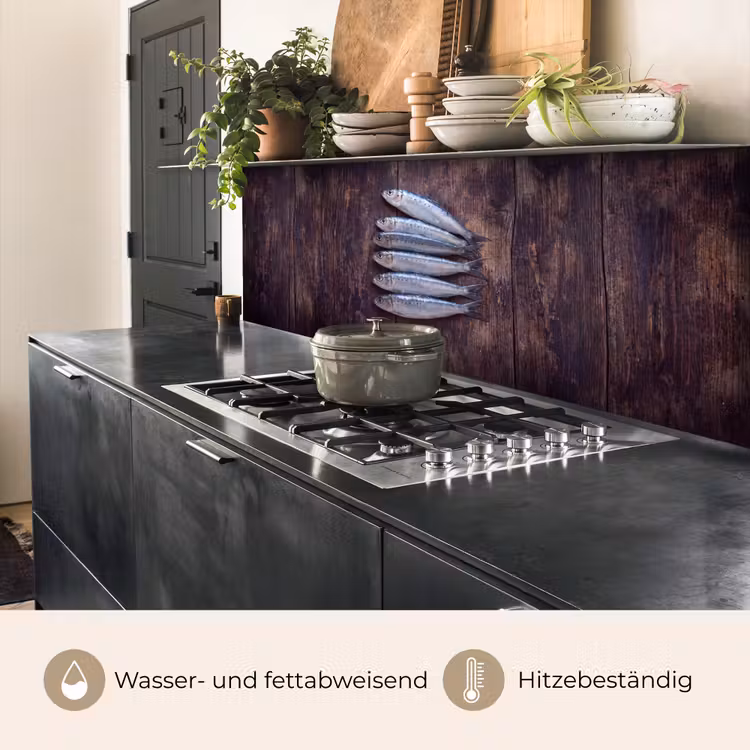 Küchenrückwand - Fisch – Holz – Essen - Vis - Hout - Eten keuken achterwand 2 middel