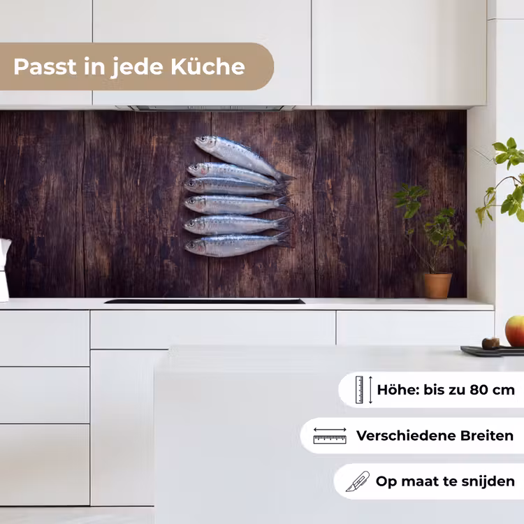 Küchenrückwand - Fisch – Holz – Essen - Vis - Hout - Eten keuken achterwand 2 middel
