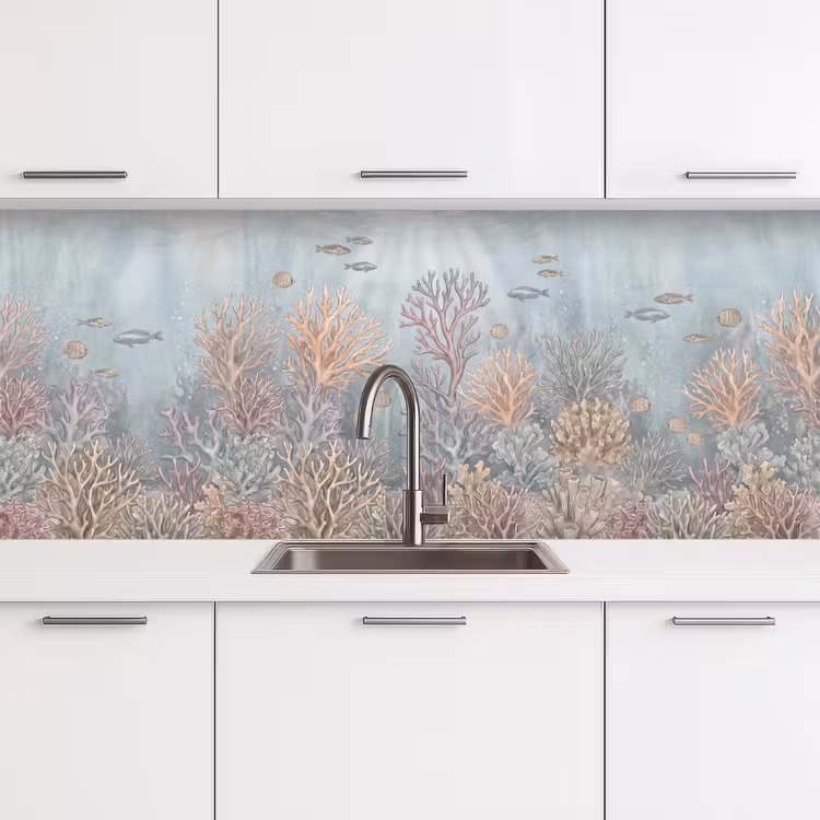 Vis - Koraal - Oceaan - Illustratie - Onderwater keuken achterwand 2 middel -3d