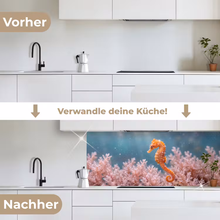 Vis - Koraal - Oceaan - Macro - Oranje keuken achterwand 2 middel -voor-na_DE