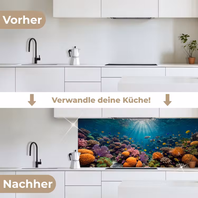 Vis - Koraal - Oceaan - Natuur - Kleurrijk keuken achterwand 2 middel -voor-na_DE