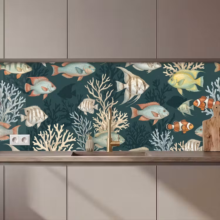 Vis - Koraal - Onderwater - Illustratie keuken achterwand 2 middel zz_3dshopping