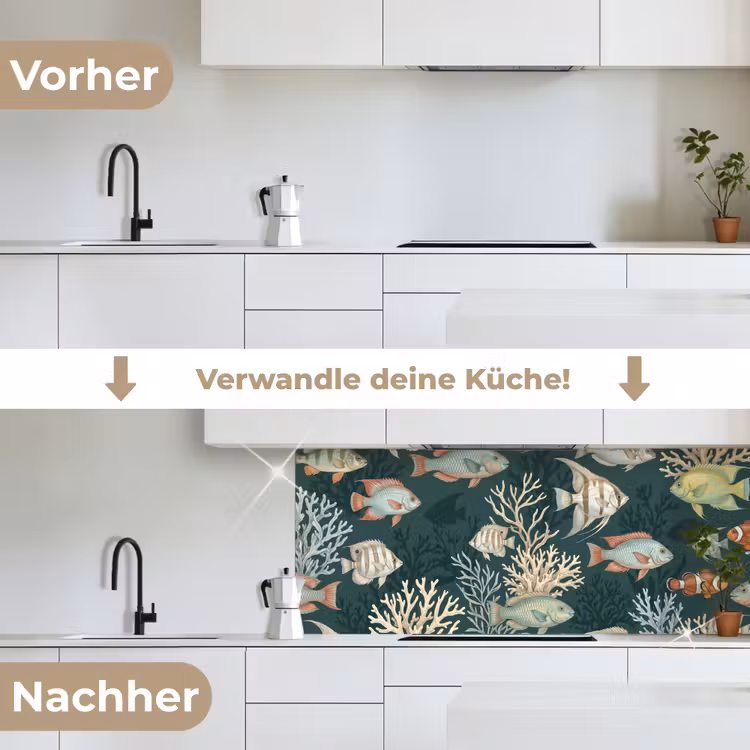 Vis - Koraal - Onderwater - Illustratie keuken achterwand 2 middel -voor-na_DE
