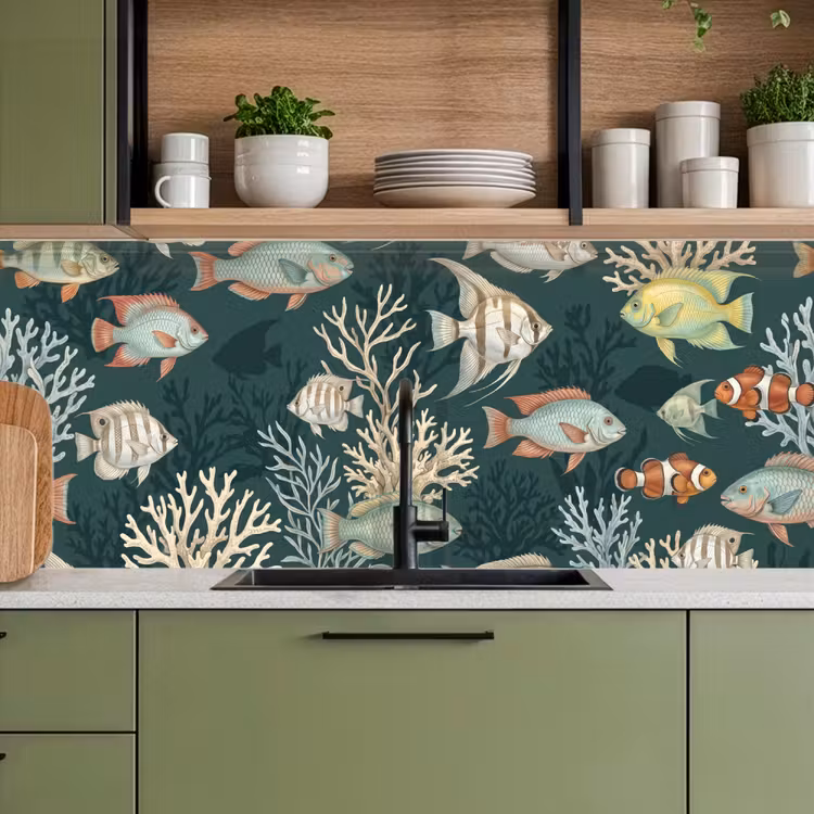 Vis - Koraal - Onderwater - Illustratie keuken achterwand 2 middel -sfeer3